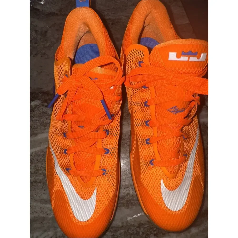 Nike LeBron 12 Low Cavs JAMES NBA BASKETBALL SHOES ORANGE BLUE RARE 11.5 (SRA)